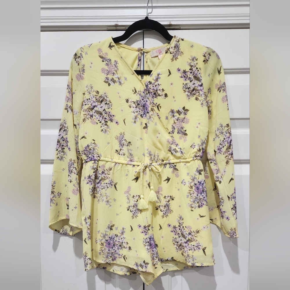 Gianni Bini Girls Yellow Long-Sleeved Romper